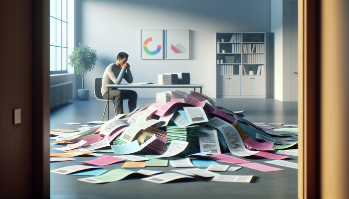Understanding Debt Consolidation: The Impact on Future Loans Explained | DCL Understanding Debt Consolidation: Visualizing the process of consolidating colorful debt papers into a clear document in a calm office, representing financial relief.