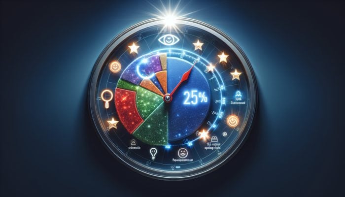 A business dashboard displaying a 25% revenue increase, customer reviews, SEO profiles, and Google ratings, with a 15-minute timer.