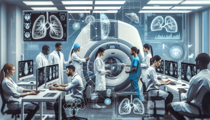 A cutting-edge medical lab in Bloxwich featuring a FibroScan device and advanced imaging technology for liver diagnostics.
