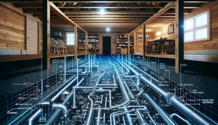 Diagram showing a crawl space with expertly installed drainage systems in a Port Coquitlam home.