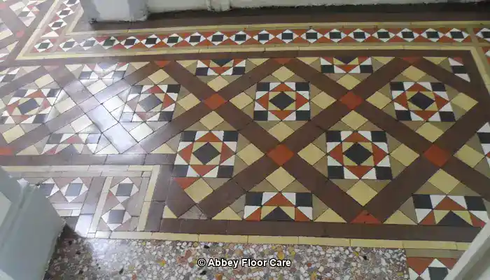 Historic Victorian tiles restoration in Chesterfield by Abbey Floor Care