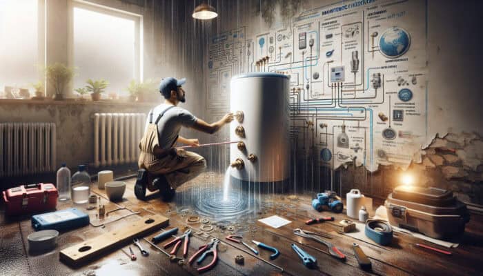 Hot Water Tank Services in Vancouver: A technician servicing a hot water tank in a Vancouver home, ensuring reliable hot water.