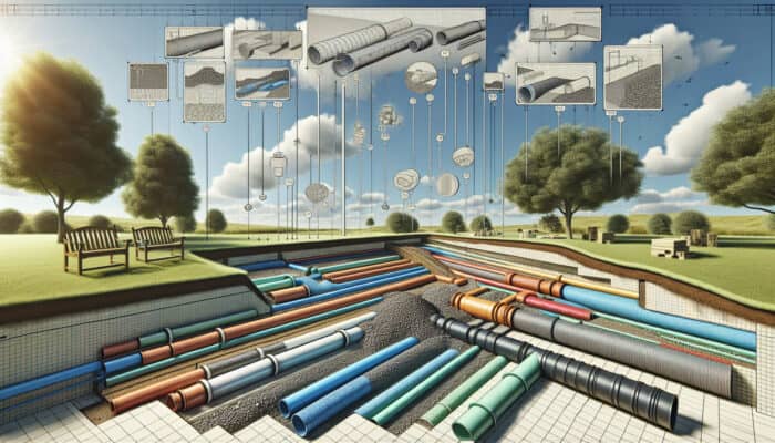 Diagram illustrating French drain installation in a backyard, highlighting PVC and solid-wall pipes, along with labeled cost factors.